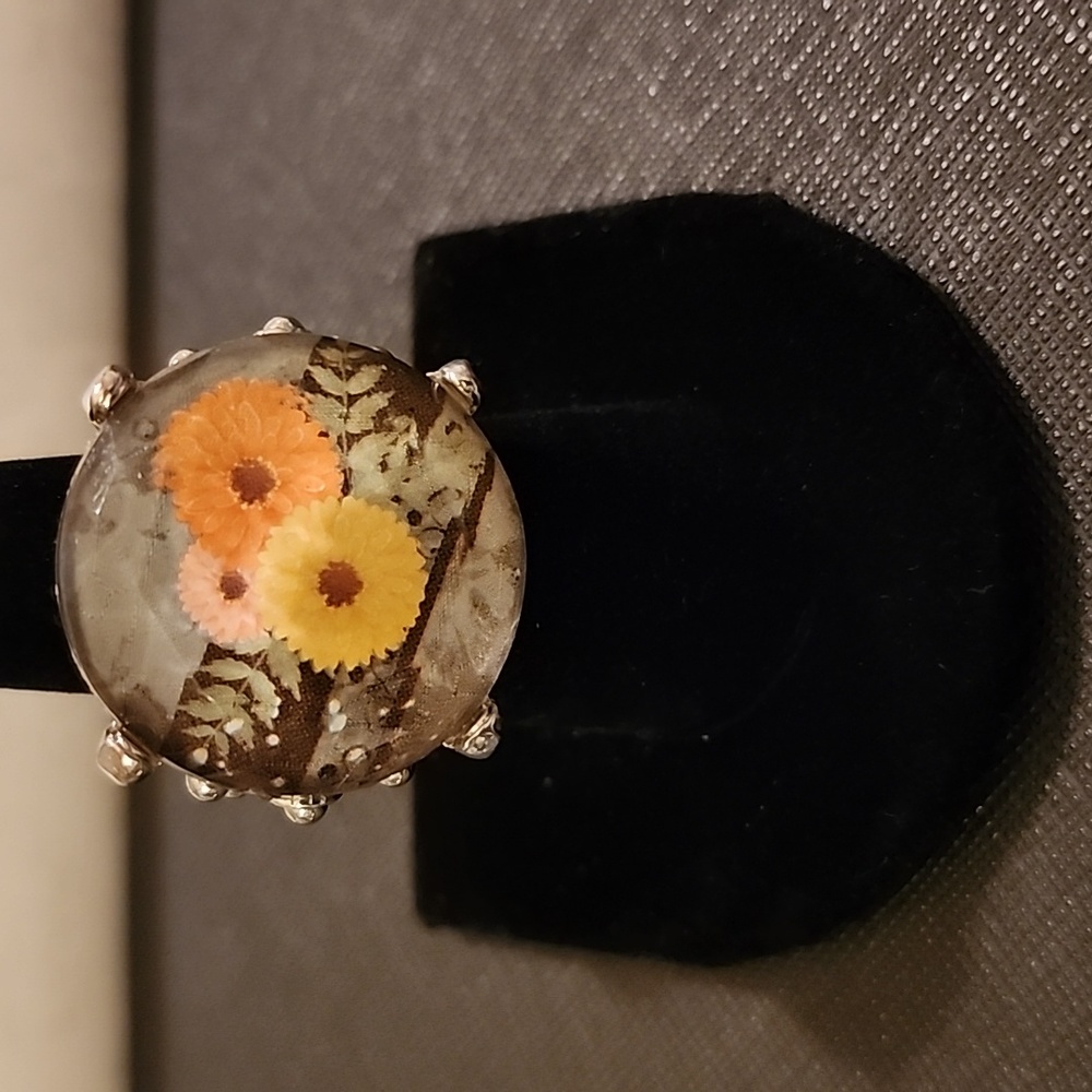 Vintage Floral Adjustable Ring